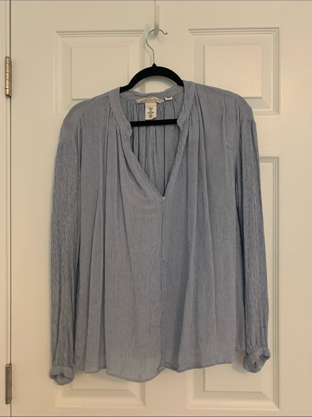 H&M Pale Blue V-Neck Long Sleeve Blouse